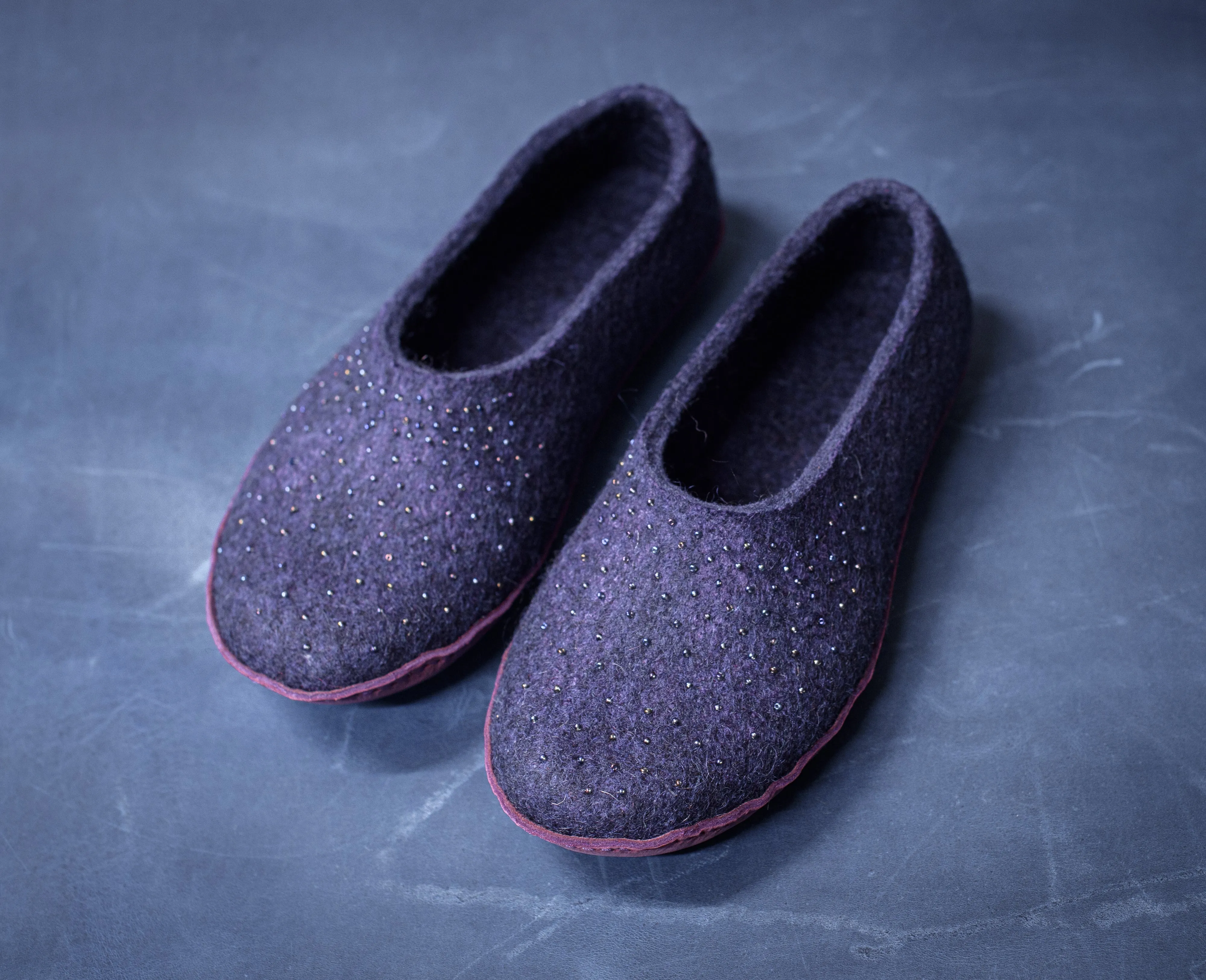 MARGOT - Aubergine - Customisable ballerinas slippers