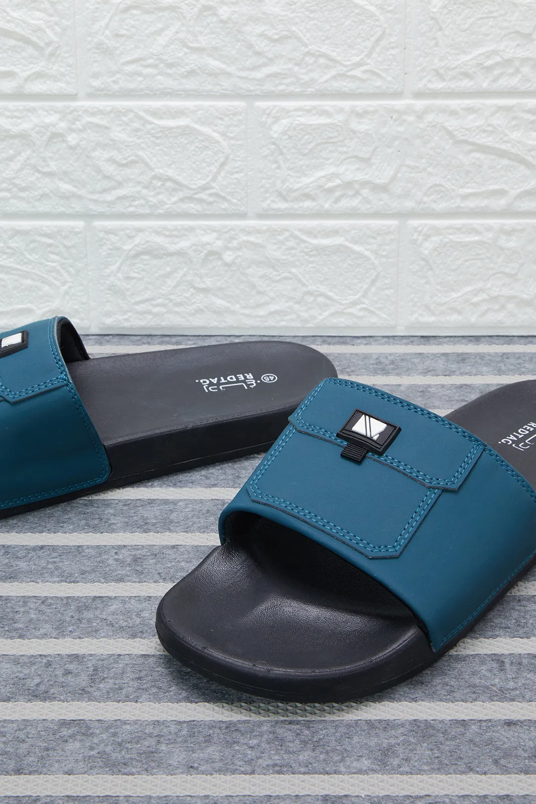 Men Teal Pocket Element Slide