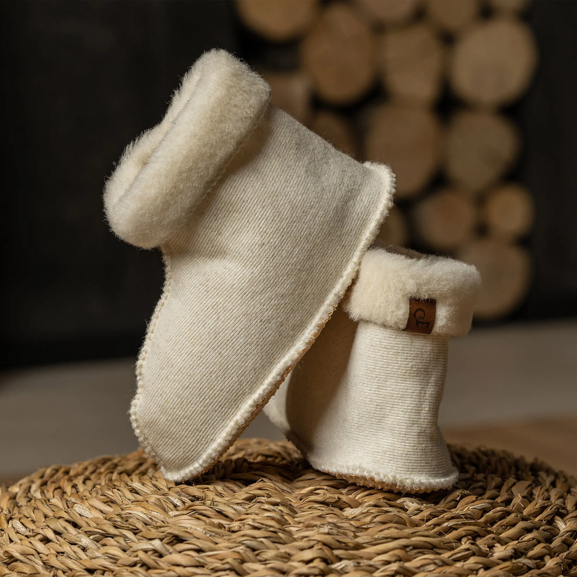 MENIQUE Fleece Bootie Slippers Natural