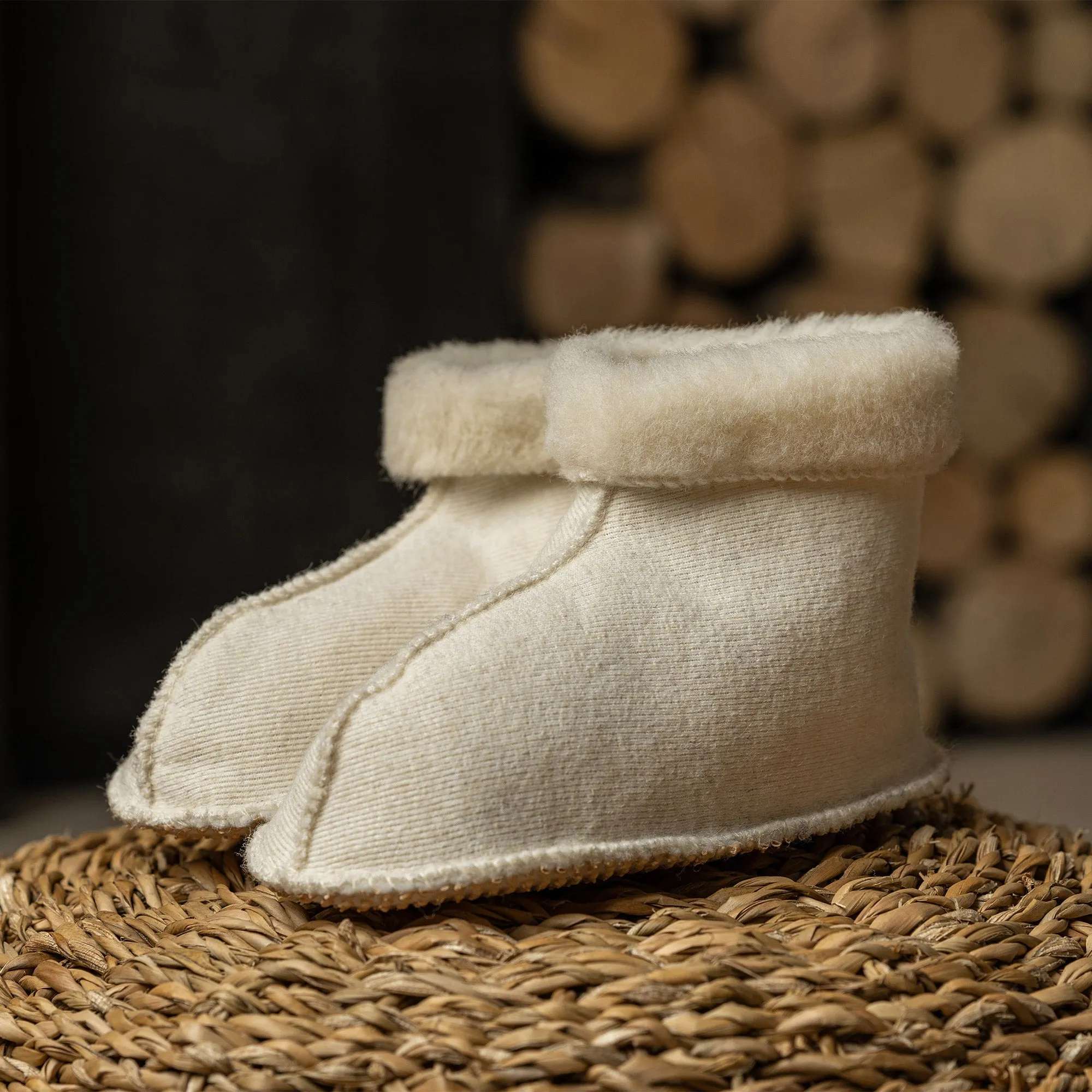 MENIQUE Fleece Bootie Slippers Natural