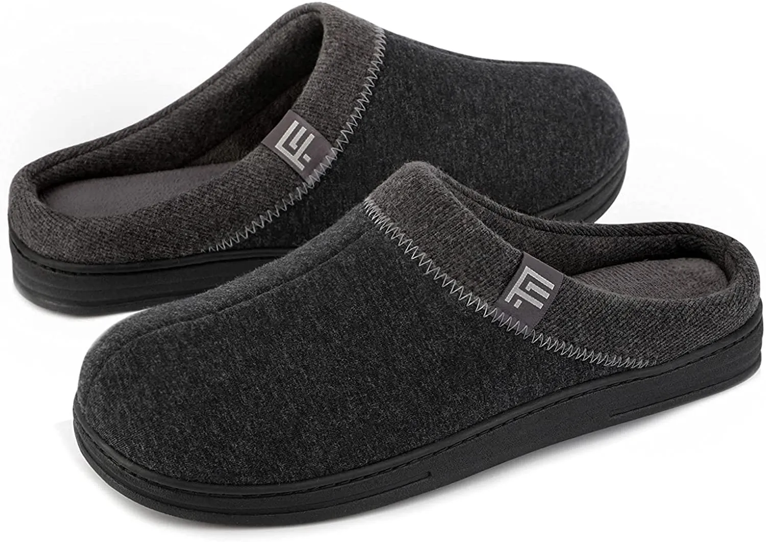 Men's Breathable Cotton Jersey Memory Foam Slippers with Non-Slip Sole