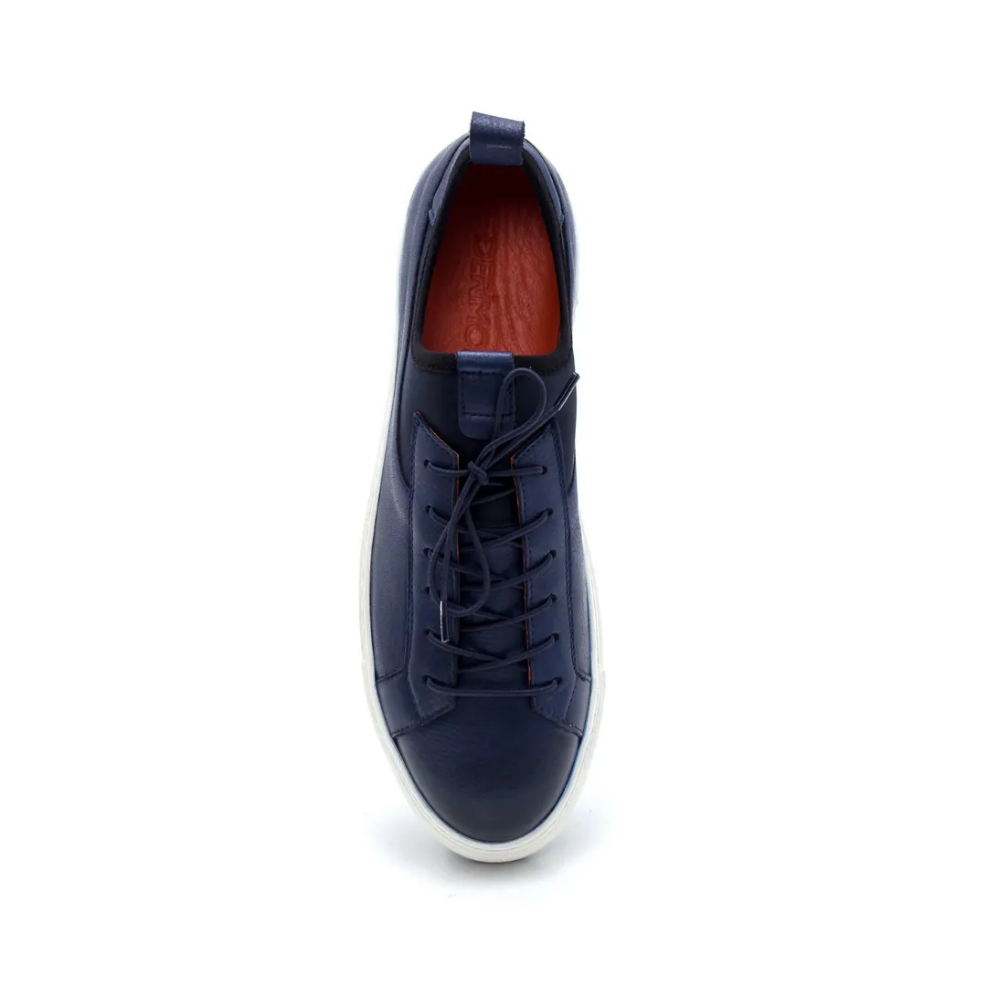 Navy Blue Men Leather Sneaker