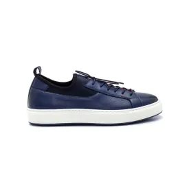 Navy Blue Men Leather Sneaker