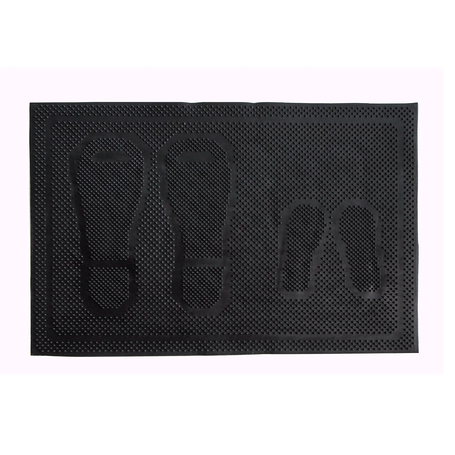 OnlyMat Lightweight Foot Mark printed flexible Black Rubber Pin Floor Mat - Indoor / Outdoor, Waterproof