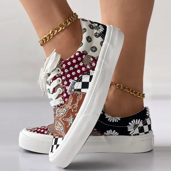 Purpdrank - Multicolor Casual Patchwork Round Comfortable Shoes