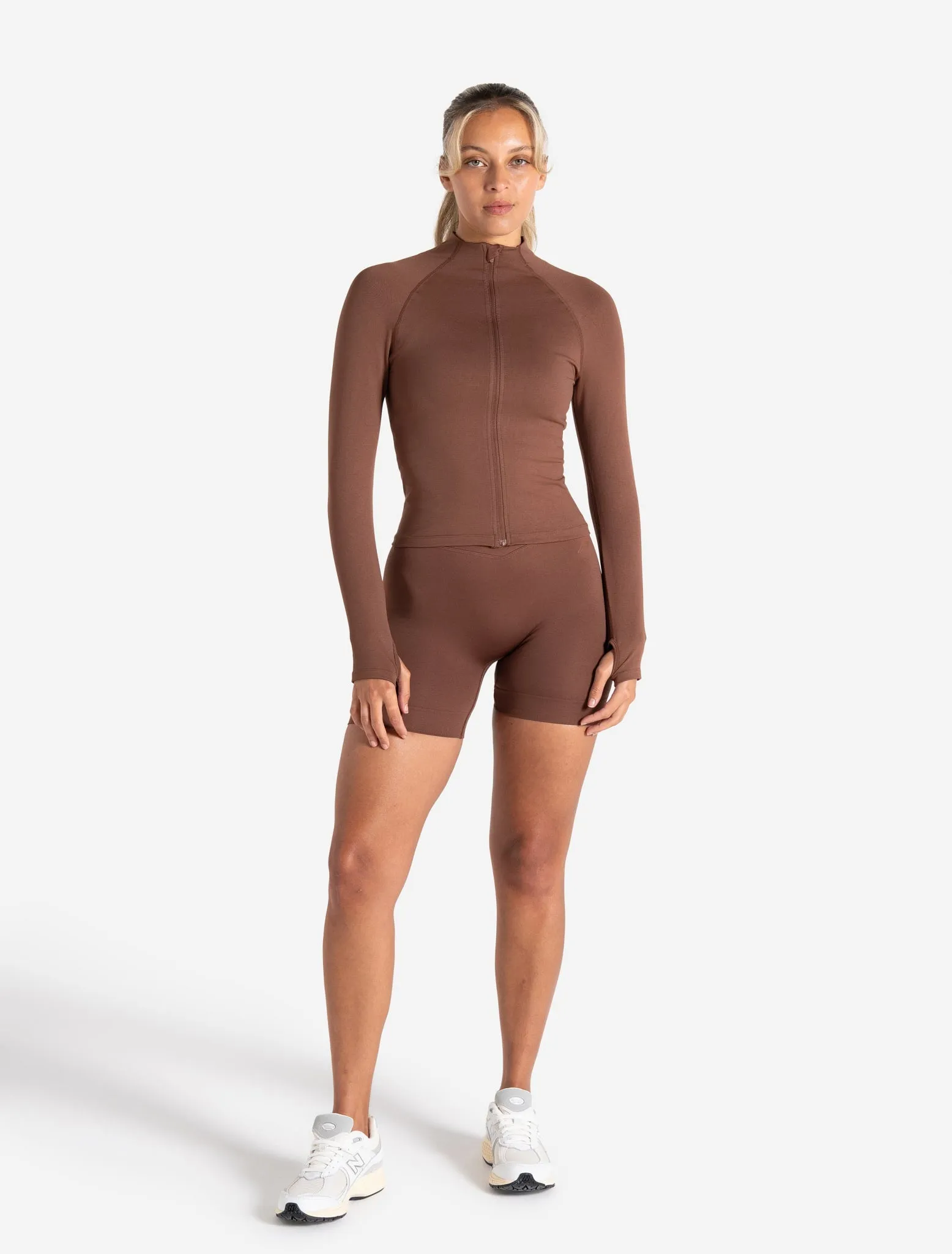 Sculpt Seamless Zip Jacket - Cocoa Brown