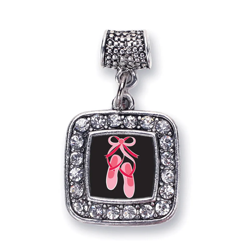 Silver Ballerina Slippers Square Memory Charm