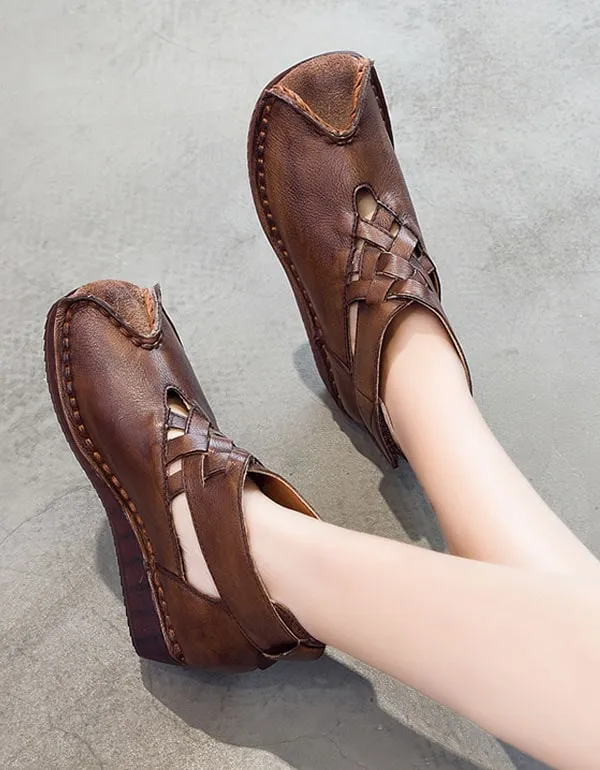 Spring Leather Thick-soled Comfortable Ethnic Shoes