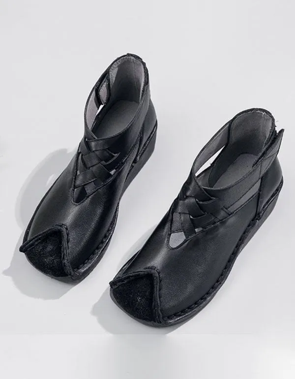 Spring Leather Thick-soled Comfortable Ethnic Shoes