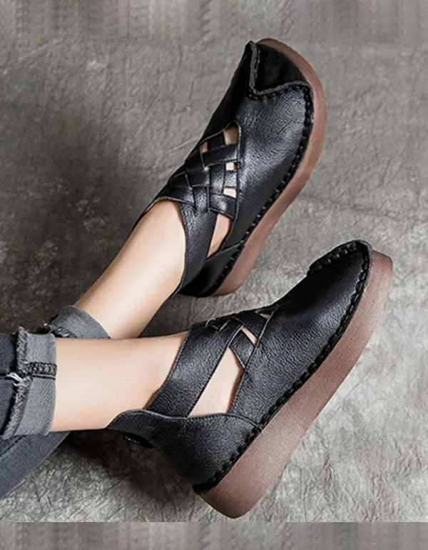 Spring Leather Thick-soled Comfortable Ethnic Shoes