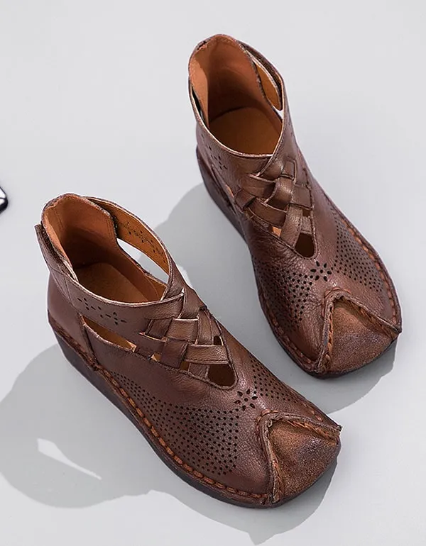 Spring Leather Thick-soled Comfortable Ethnic Shoes