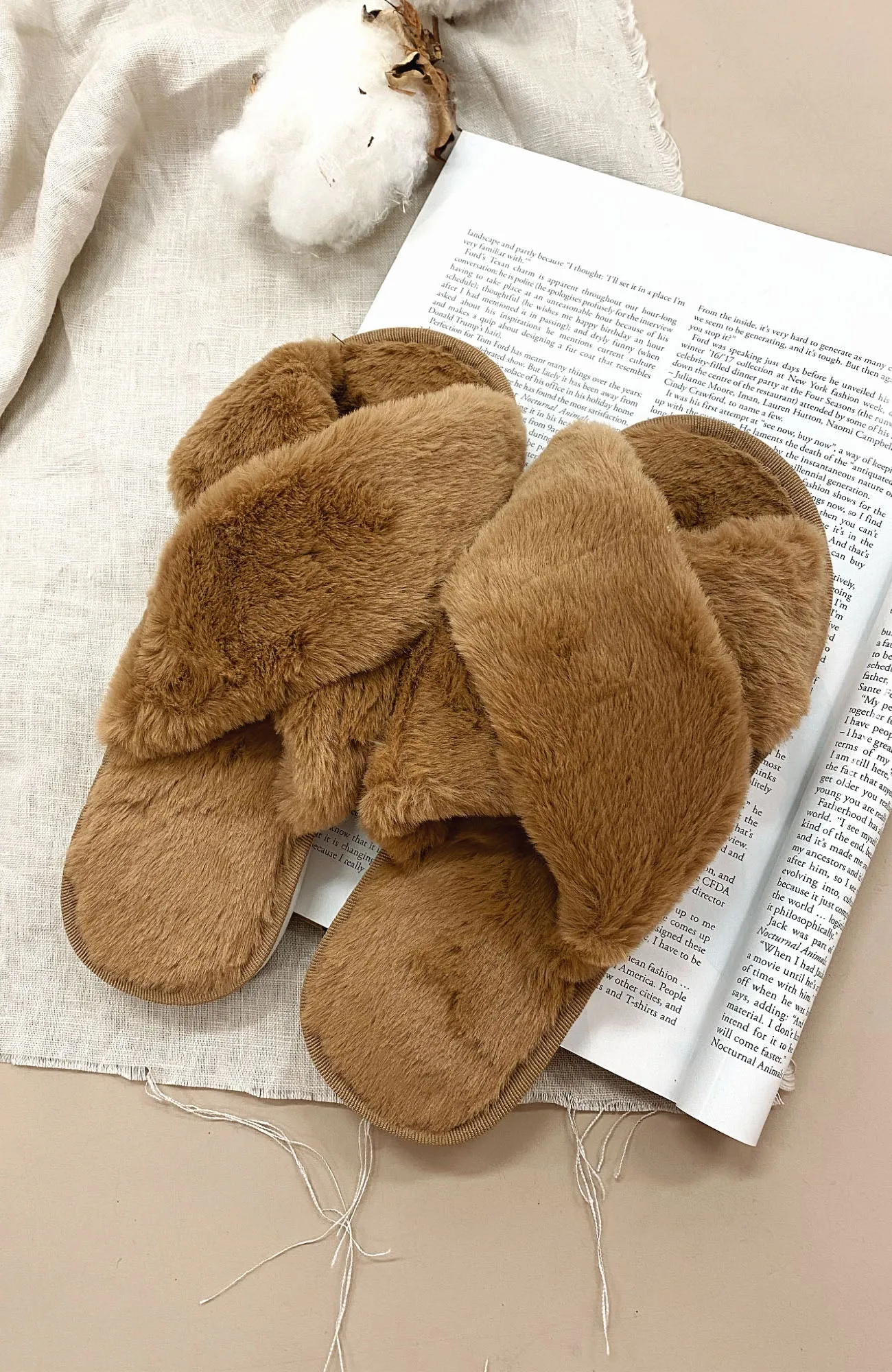 Tranquil Fluffy Slippers Brown