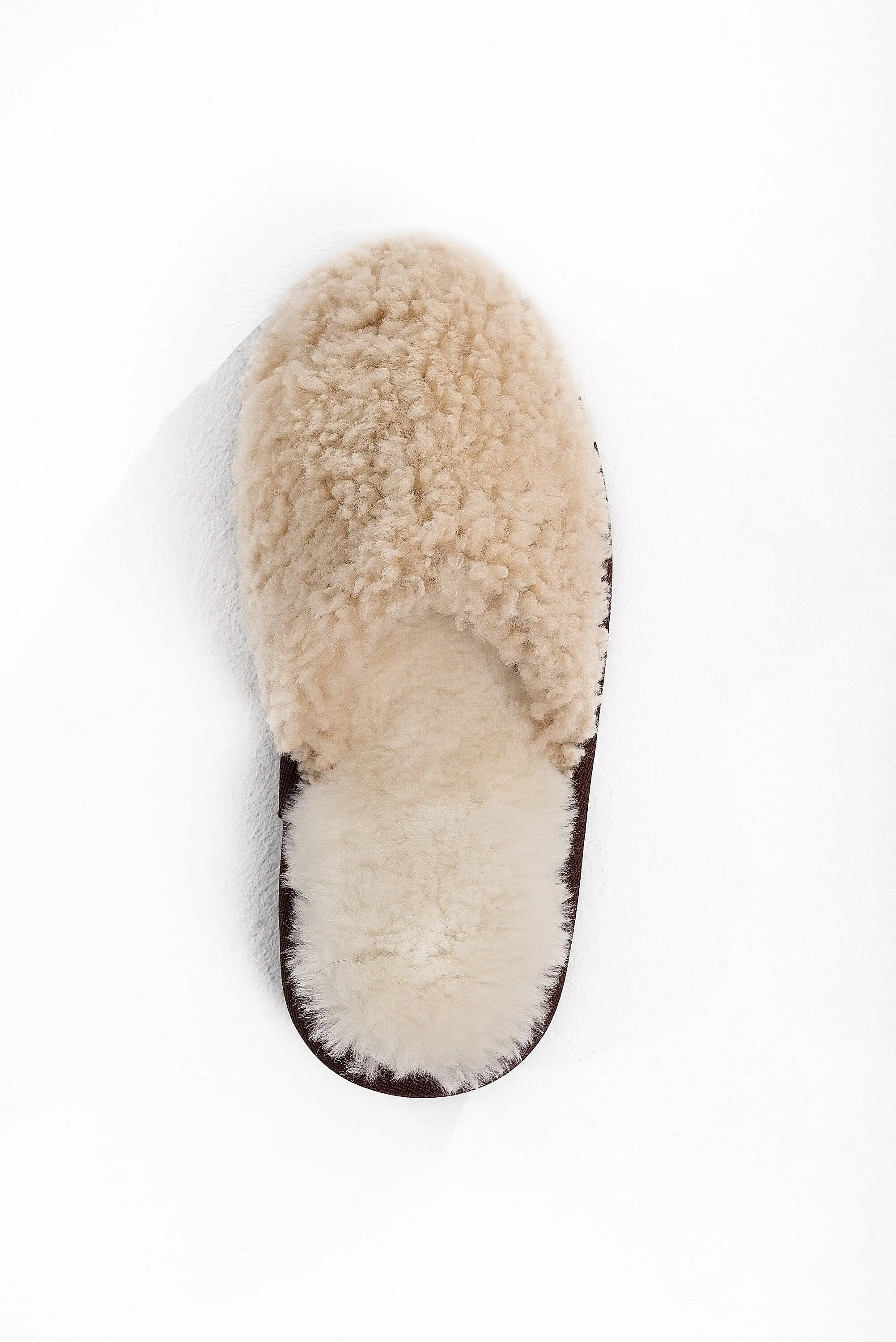 Unisex Women's Real Sheepskin Slippers in Beige Color with Fur Lining