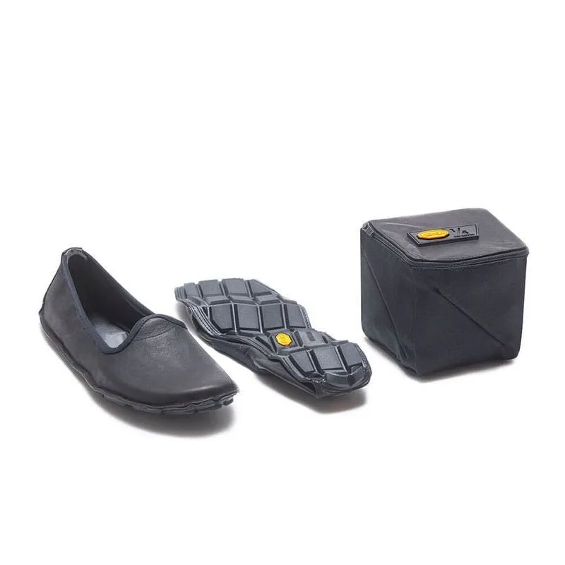 Vibram One Quarter Kangaroo Leather Ladies Shoes Minimalist Footwear - Black/Black