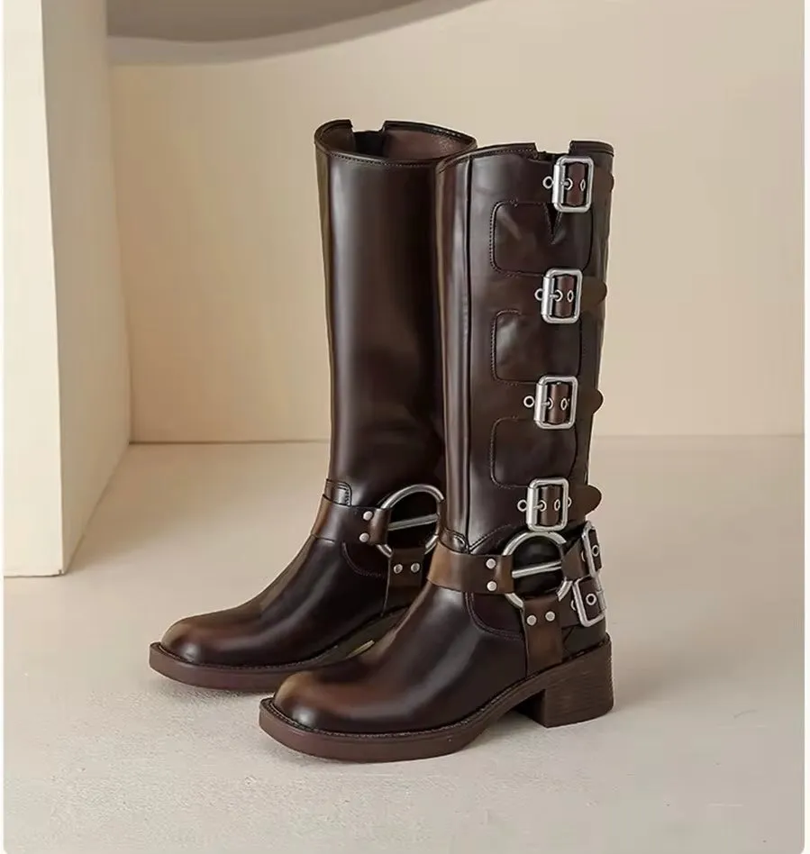 Vintage-Inspired Women's Genuine Leather Boots – Timeless Retro Style