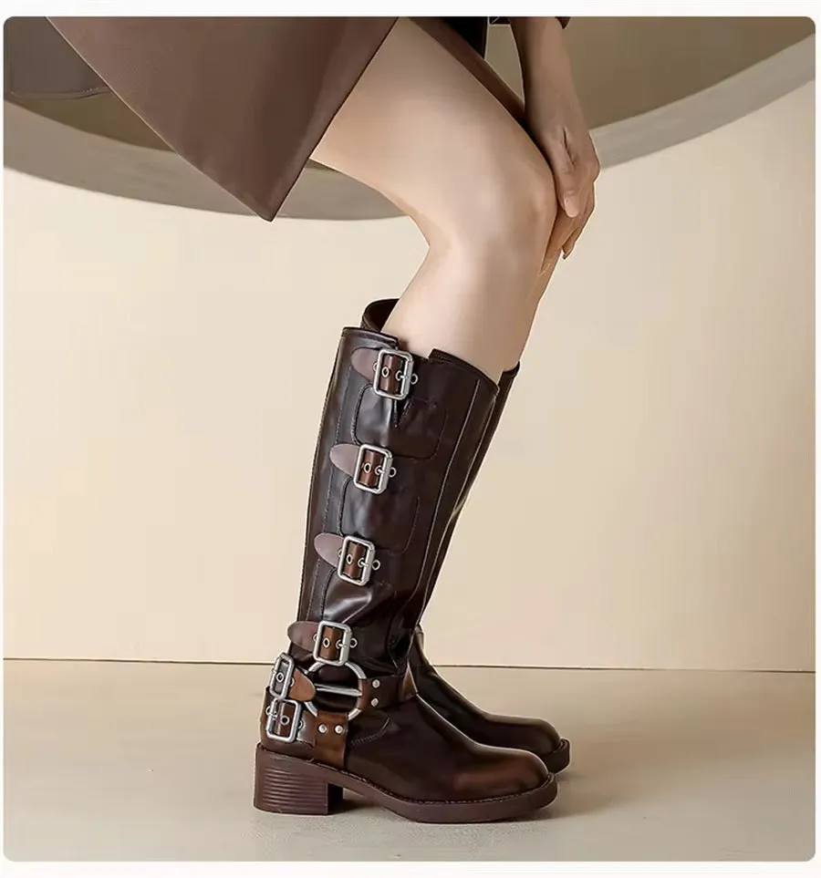 Vintage-Inspired Women's Genuine Leather Boots – Timeless Retro Style