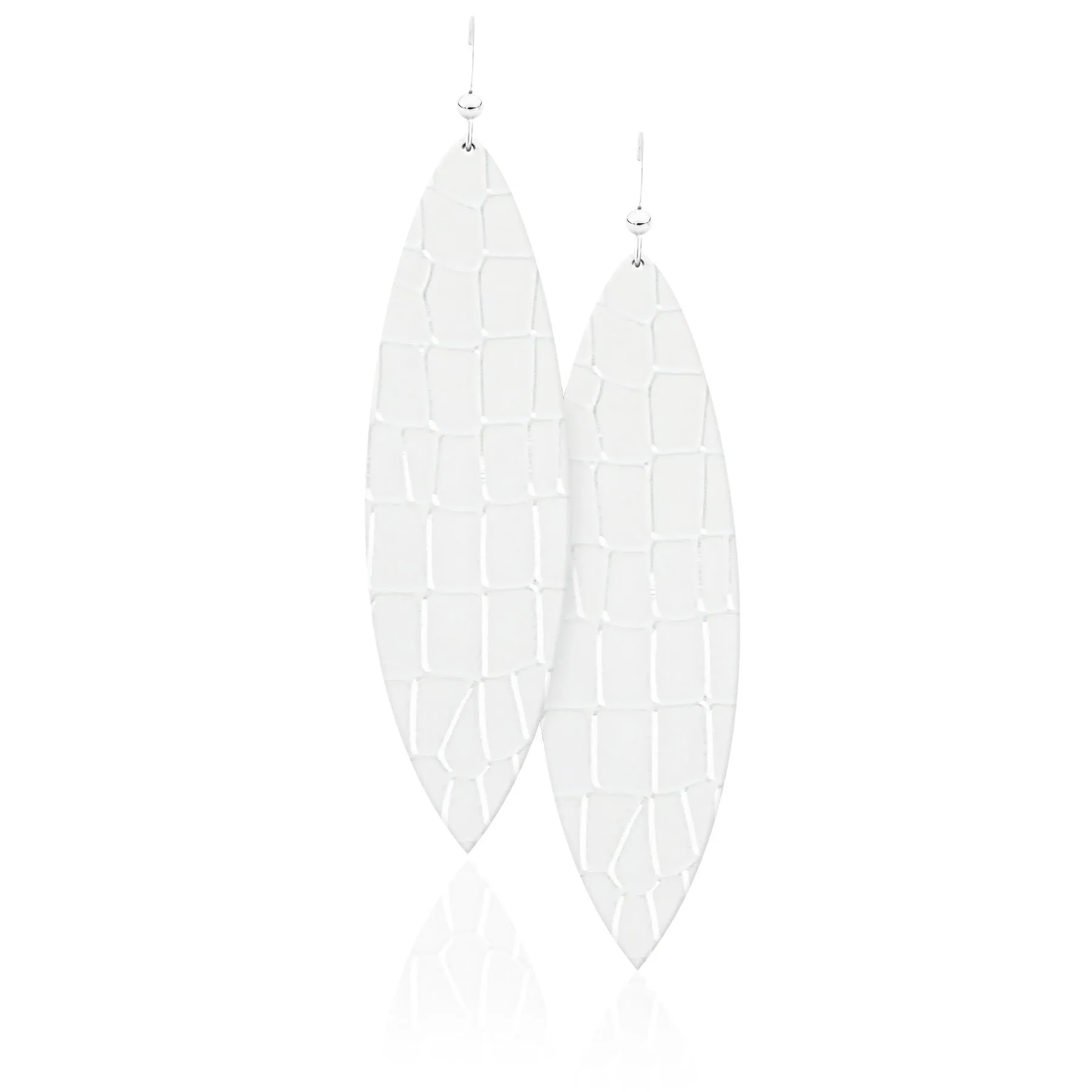 White Croc Leather Earrings