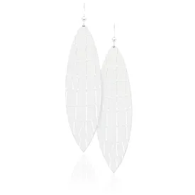 White Croc Leather Earrings