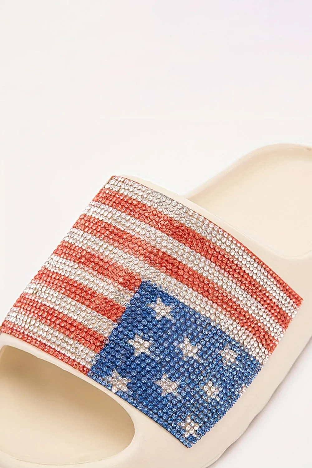 White Rhinestone American Flag Slippers