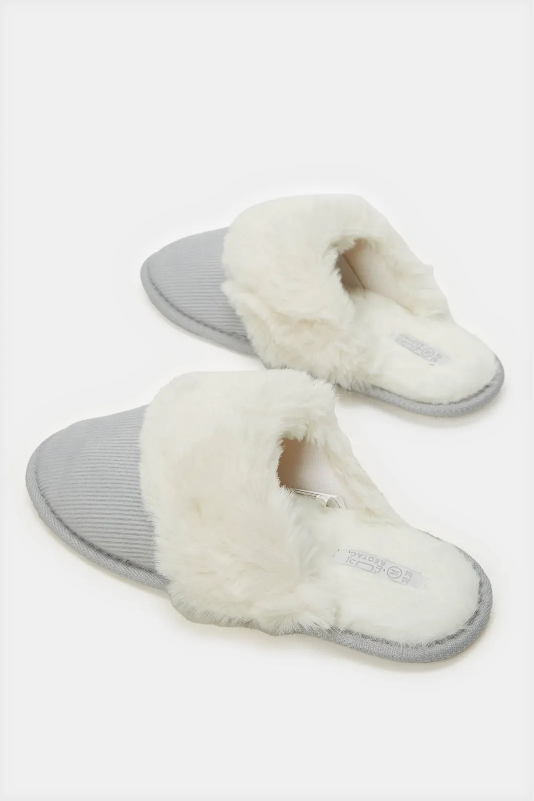 Women Grey Corduroy Slipper