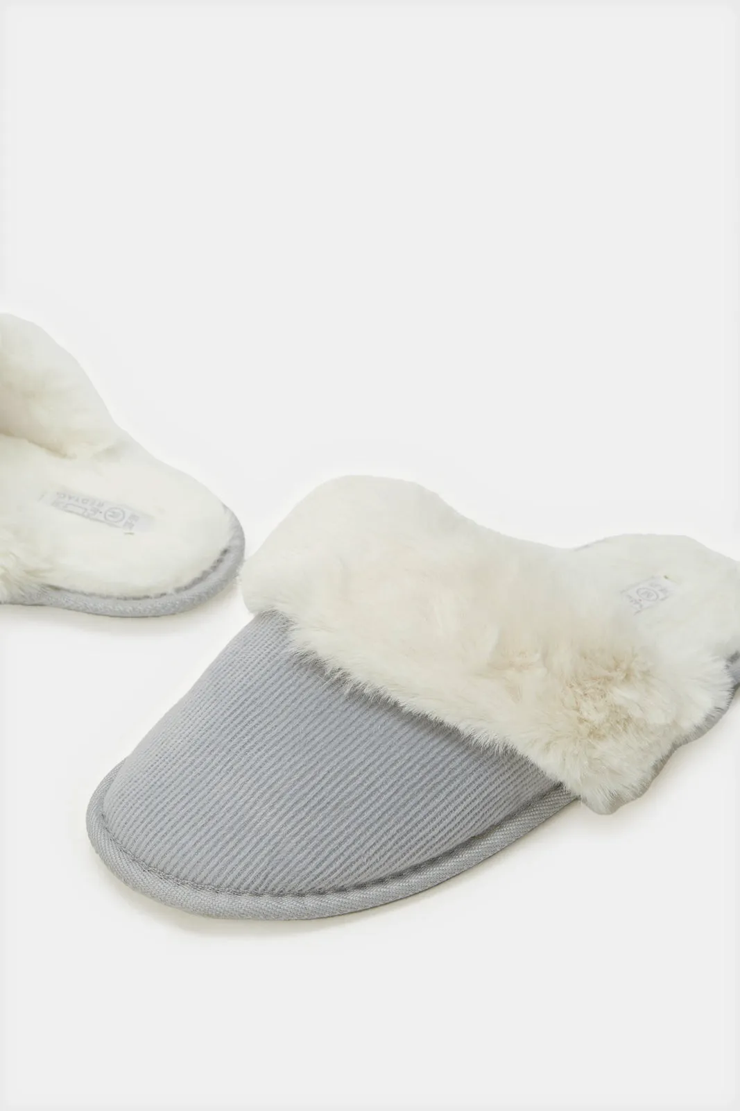 Women Grey Corduroy Slipper