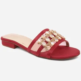 Women "MOLLY" Net Detailing Low Heel Casual Slippers