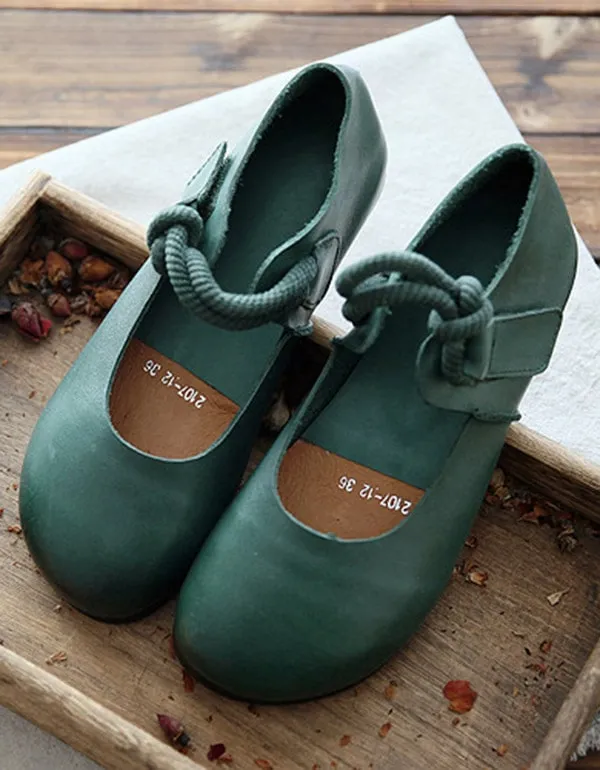 Women's Comfortable Retro Flat Shoes Green