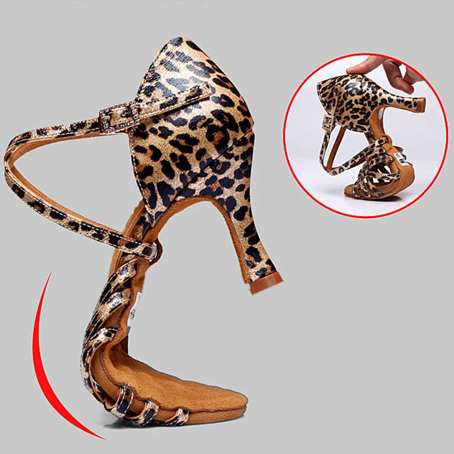 Women's Leopard Leatherette Customized Heel Latin Dance Shoes Ballroom Dance Shoes