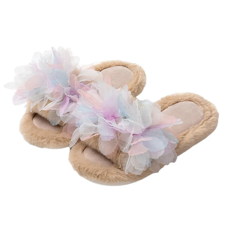 Women's Slippers with Sheer Petals