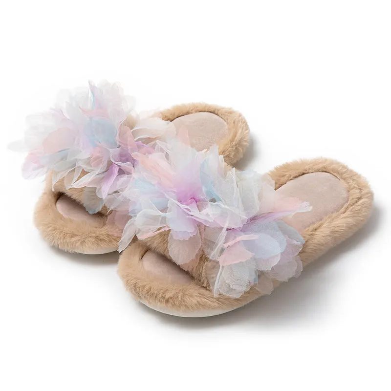 Women's Slippers with Sheer Petals